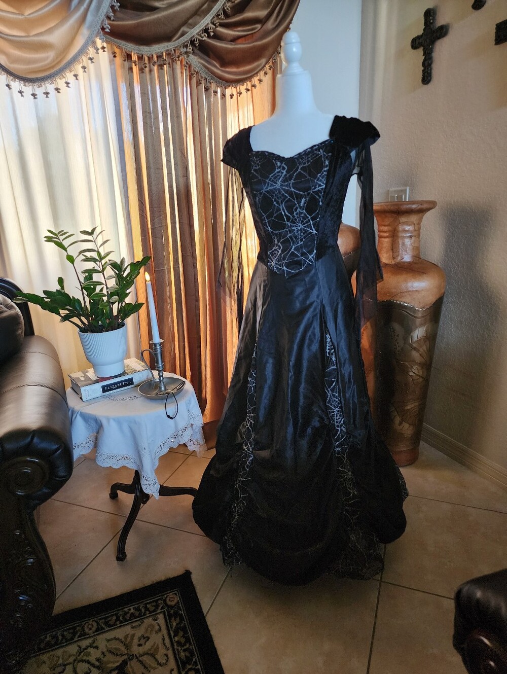 Target Black Gothic Lace-Accent Prom Dress